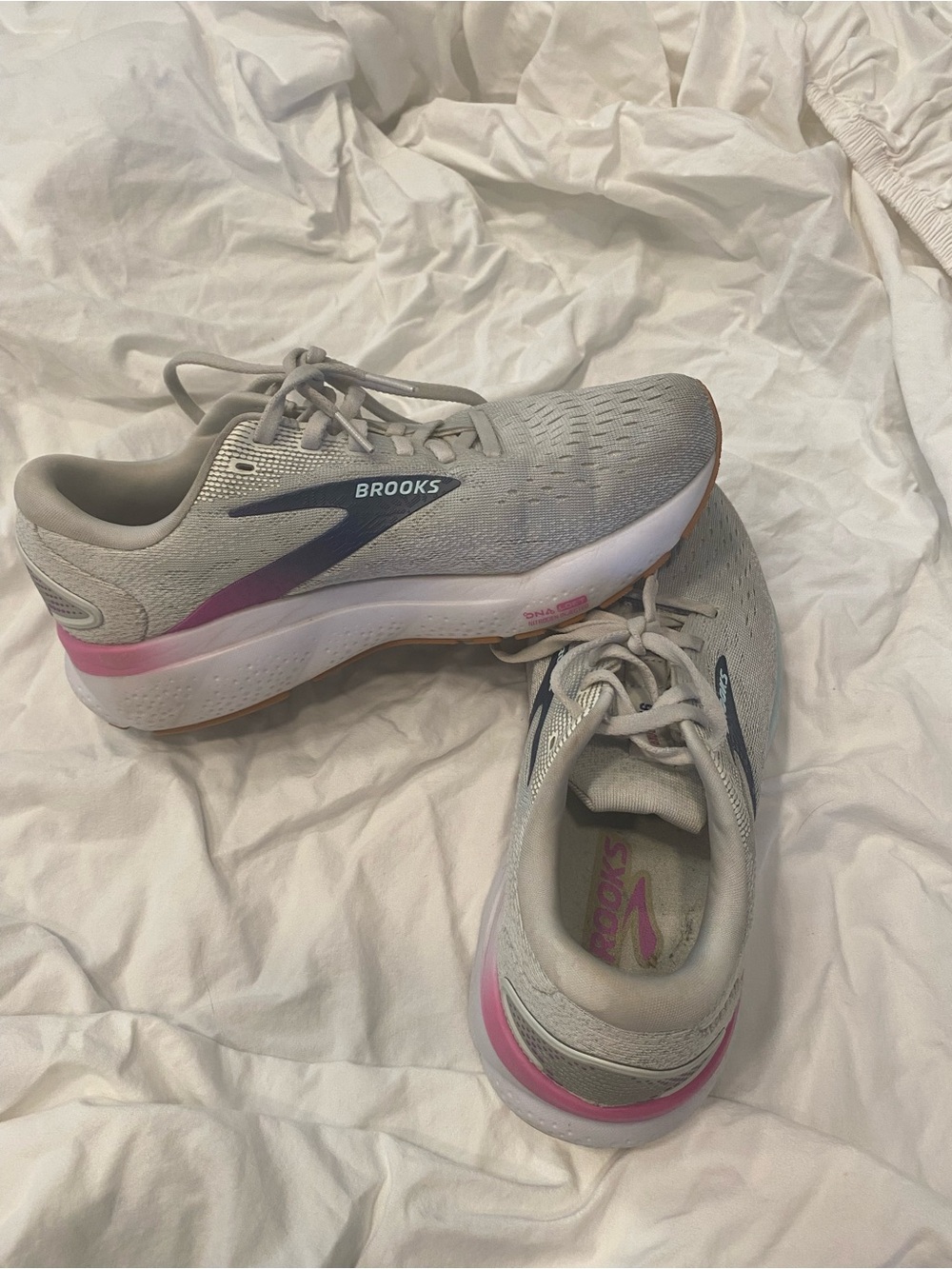Brooks Women’s Light Gray and Pink Running Shoes